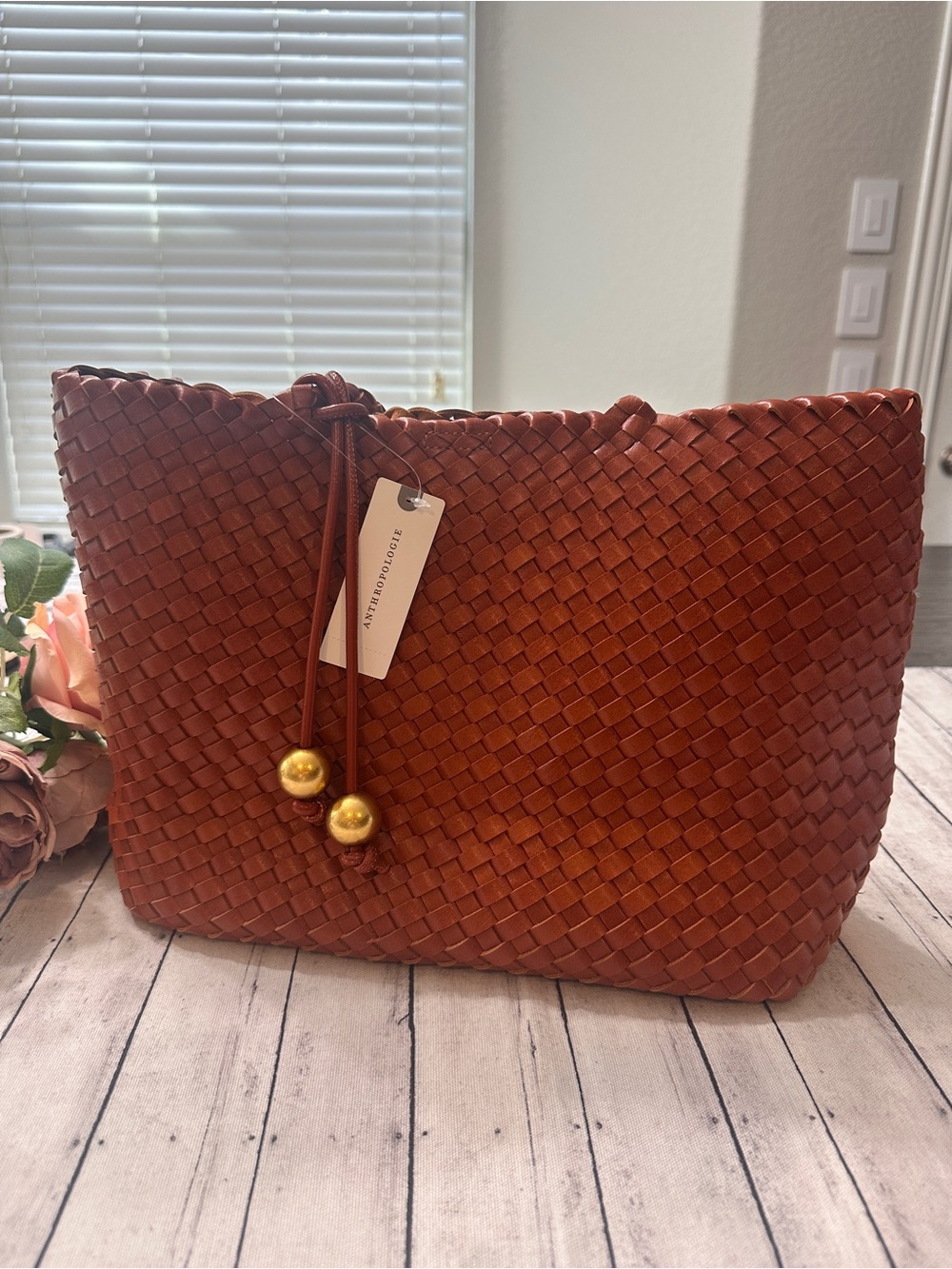 NWT By Anthropologie Slouchy Mini Woven Tote Bag - Picture 4 of 6